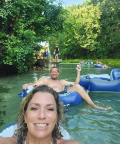 Intex River Run Connect 18 Gauge Vinyl Lounge Inflatable Floating Water Pool Tubes with 2 Cup Holders and Handles for Adults (4 Pack) 29 81DXvw095YL