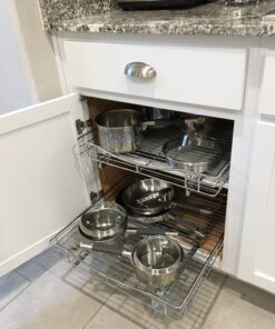 LYNK PROFESSIONAL® Pull Out Cabinet Organizer, 20"W x 21"D - Slide Out Drawers for Kitchen Cabinets - Sliding Pantry Shelves - Roll Out Shelf Storage for Pots, Pans - Lifetime Limited Warranty, Chrome 20" W x 21" D 20x21 Chrome 37 81Da6nvI94L