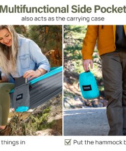 Kootek Camping Hammock Double & Single Portable Hammocks Camping Accessories for Outdoor, Indoor, Backpacking, Travel, Beach, Backyard, Patio, Hiking Grey & Sky Blue Large 29 81DaIvAaeKL