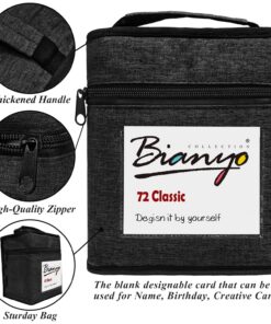 Bianyo Classic Alcohol Markers Set, Pack of 72, Dual Tip Bullet & Chisel Art Marker, Black Case with a Designable Card for Coloring, Drawing, Sketching, Outlining 72 Primary Colors, Black Bag 35 81DbsUh8AJL