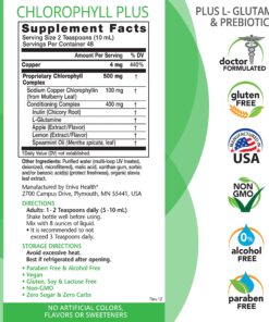 Eniva Health Liquid Chlorophyll Super Greens | 24K MG with Prebiotic & L-Glutamine | Mint Flavor | Skin, Immunity, Energy, Detox, Gut Health | Vegan, Gluten & Alcohol-Free | 48 Servings | USA Made 10 81DgvmuK4GL