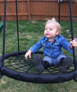 M & M Sales Enterprises MM00124Web Riderz Outdoor Swing N' Spin- Safety Rated to 600 lb, 39 inch Diameter, Adjustable Hanging Ropes, Ready to Hang and Enjoy as a Family, Black 48 81DhSDQEf8L 1