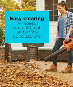 BLACK+DECKER 20V MAX Cordless Leaf Blower, 2-Speed, Up To 90 MPH, with Battery and Charger (BCBL700D1) 20V Leaf Blower Kit 22 81Dii9gG1GS