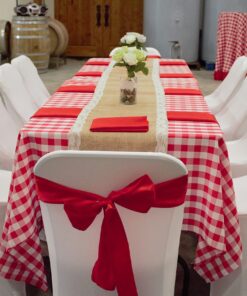 LinenTablecloth 60 x 102-Inch Rectangular Tablecloth Red & White Checker 25 81DizyaKSWL
