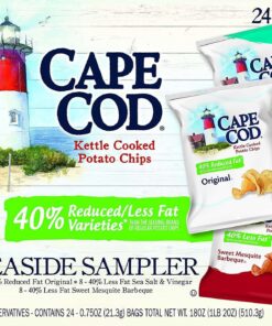 Cape Cod Potato Chips, Reduced Fat Kettle Cooked, Seaside Sampler (24 Count) Variety Pack 0.75 Ounce (Pack of 24) 17 81DkE yHcbL