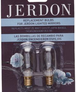 JERDON 25 Watt Replacement Bulbs for Makeup Mirror - 2 Incandescent Lightbulbs Makeup Mirrors - JPT25W 12 81Do1 1PnTL