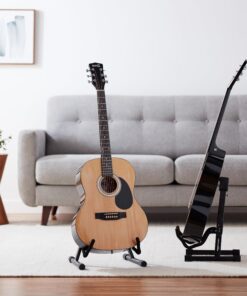 Amazon Basics Adjustable Guitar Folding A-Frame Stand for Acoustic and Electric Guitars with Non-Slip Rubber and Soft Foam Arms, Fully Assembled 32 81Dpoc1qBfL