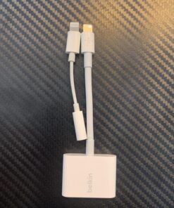 Belkin RockStar Lightning Audio Cable and Charger for iPhone 14, 13, 12, 11, 10 - White 3.5MM Audio + Lightning Charge Lightning Connector 23 81Dqq4A5LxL