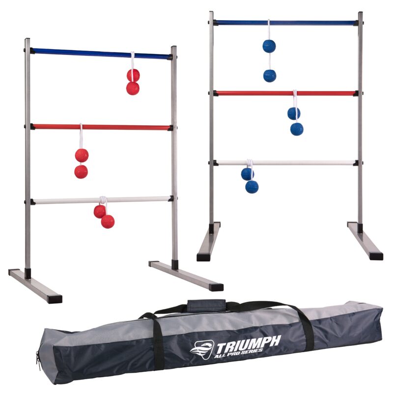 Catalog 5 Triumph Premium Ladder Toss Outdoor Game Set with 6 Soft Bola Balls, Travel Carrying Case and Score Trackers - Choose Between Classic and All Pro Series All Pro Steel