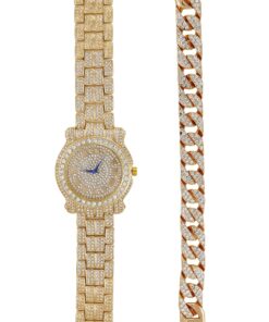 Charles Raymond Bling-ed Out Silver Round Luxury Mens Watch w/Bling-ed Out Bracelet - L0504B gold 23 81DtlffcYgL