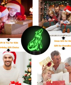 FULLOSUN Wolf Gifts, 3D Night Light for Kids Optical Illusion Lamp Co-Sleeping,Remote Controller with 16 Color Changing Birthday Gifts & for Kids, Boys & Men 15 81Dw1A5dOCL