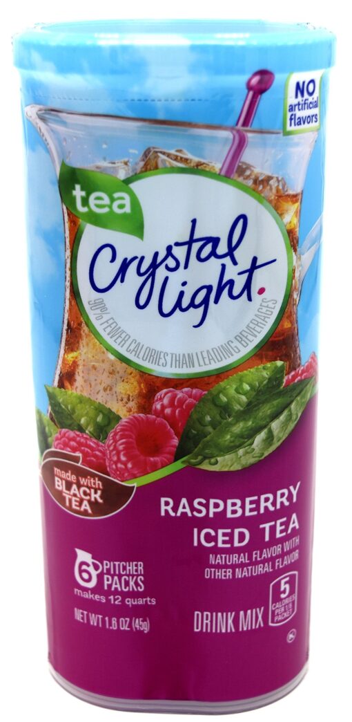 Crystal Light Raspberry Tea, made with Black Tea, (12-Quart) 1.6-Ounce Canisters (Pack of 6) Raspberry Iced Tea 1.6 Ounce (Pack of 6)