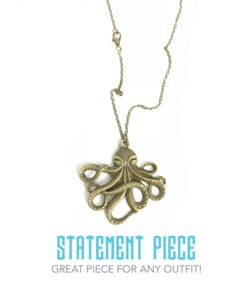 UMBRELLALABORATORY Steampunk Octopus Necklace | Victorian goth Style jewellery, Antique Finish Handmade Pirate costume Accessory gothic emo punk jewelry Bronze 15 81DwExLypVL