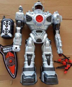 Think Gizmos Large Remote Control Robot for Kids – Superb Fun Toy RC Robot – Remote Control Toy Shoots Missiles, Walks, Talks & Dances (10 Functions) (Silver) Silver 38 81DxRQ09vZL