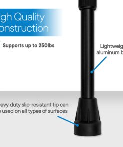 RMS Walking Cane - Adjustable Walking Stick - Lightweight Aluminum Offset Cane with Ergonomic Handle and Wrist Strap - Ideal Daily Living Aid for Limited Mobility Black 12 81DysFS7GL