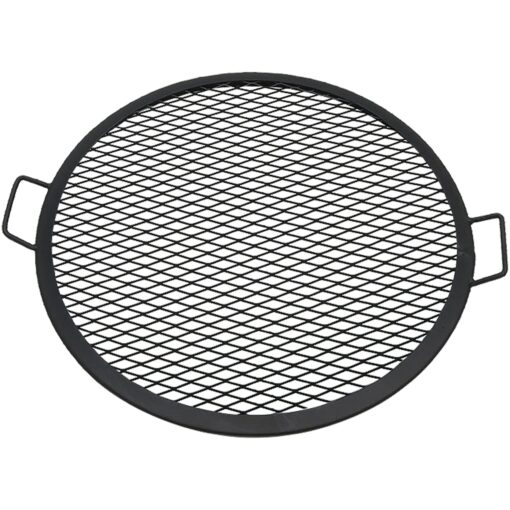 Sunnydaze X-Marks Fire Pit Cooking Grate - Outdoor Round Black Steel BBQ Campfire Grill with Handles - 24-Inch 24 in