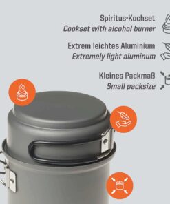 Esbit CS985HA 5-Piece Lightweight Trekking Cook Set with Brass Alcohol Burner Stove 5 - Piece Cook Set Only 12 81E nI2bg L