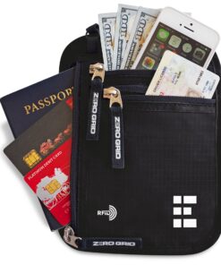 Travel Neck Wallet with RFID Blocking, Travel Neck Pouch Passport Holder for Women and Men Keep Valuables Safe One Size Black 32 81E pfBCsiL