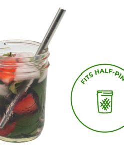 Alternative view of Short Safer Rounded End Stainless Steel Smoothie Straws, Reusable Straight Metal Straws for Half Pint Mason Jars, Coffee Mugs, Small Glasses, Cocktail Straws, 4 Portable Short Stainless Steel Straws