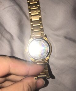 DREAMING Q&P IP Gold Plating Steel Roman Numeral Dial with Rhinestones Mens Wrist Watches for Man Black 003 golden & Black 45 81E2MuTTQGL 2