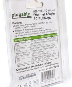 Plugable USB 2.0 OTG Micro-B to 100Mbps Fast Ethernet Adapter Compatible with Windows Tablets, Raspberry Pi Zero, and Some Android Devices (ASIX AX88772A chipset). 15 81E33gqNPgL