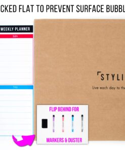 STYLIO Dry Erase Calendar Whiteboard. Set of 3 Magnetic Calendars for Fridge: Monthly, Weekly Organizer & Daily Notepad. Refrigerator & Wall Family Calendar. 4 Fine Point Markers & Eraser Included White 29 81E5IotNcL
