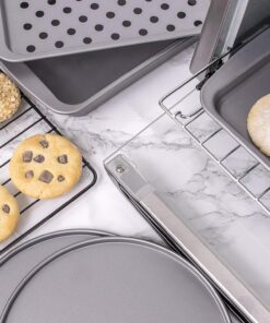 G & S Metal Products Company OvenStuff Personal Size 6-Piece Toaster Oven Set-Non-Stick Baking Pans, Easy to Clean and Perfect for Single Servings, Silver 41 81E711qkilL