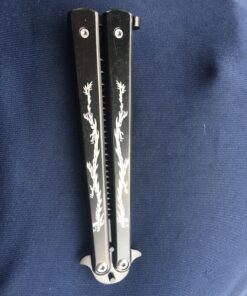 Funtuan Dragon Totem Stainless Steel Practice Butterfly Knife Trainer and Comb Knife Trainer (Black) 48 81E7cswQy L
