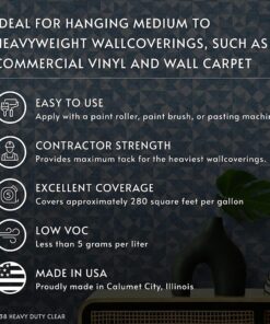 Roman 011301 PRO-838 1 gal Heavy Duty Wallpaper Adhesive, Clear 1 Gallon 24 81E85DI40GL