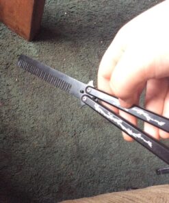 Funtuan Dragon Totem Stainless Steel Practice Butterfly Knife Trainer and Comb Knife Trainer (Black) 43 81E8N3Ok38L