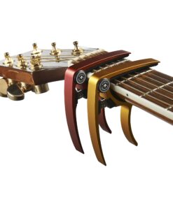 Guitar Capo (2 Pack) for Guitars, Ukulele, Banjo, Mandolin, Bass - Made of Ultra Lightweight Aluminum Metal (1.2 oz!) for 6 & 12 String Instruments - Nordic Essentials (Red + Gold) Red + Gold 23 81EAAUM4usL 2