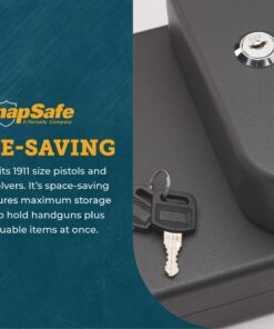 SnapSafe Portable Lock Box for Guns and Valuables – Includes Lock Box, 2 Keys and Patented Security Cable – An Ideal Car Gun Safe – XL, Black, 10 x 7 x 2 Inches X-large Grey- 75210 39 81EAeMFGvcL