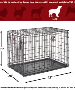 MidWest Homes for Pets Large Dog Crate | MidWest Life Stages Double Door Folding Metal Crate | Divider Panel, Floor Protecting Feet, Leak-Proof Pan | 42L x 28W x 31H Inches For Large Dog Breed 42.0"L x 28.0"W x 30.0"H Lifestages; Double Door 37 81EC68URhyL