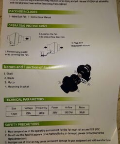 VIVOSUN D4 4 Inch 195 CFM Inline Duct Ventilation Fan HVAC Vent Blower for Hydroponics Grow Tent 38 81EEJcCddZL