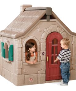 Alternative view of Step2 Naturally Playful StoryBook Cottage Kids Playhouse – Outdoor Playset with Play Kitchen, Working Doorbell, Play Phone, Stovetop, Sink, Fold-Up Tabletop – Neutral Color Palette Charming Playhouse