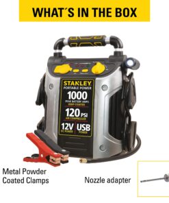 STANLEY J5C09 Portable Power Station Jump Starter 1000 Peak Amp Battery Booster, 120 PSI Air Compressor, USB Port, Battery Clamps 1,000 Peak Amps 51 81EEsvO5T7L