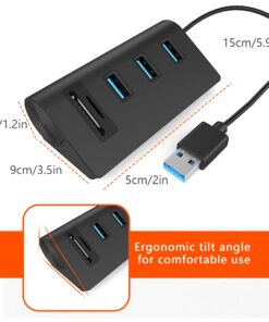 USB 3.0 HUB, Cateck Bus-Powered USB 3.0 3-Port Aluminum Hub with 2-Slots Card Reader Combo for iMac, MacBook Air, MacBook Pro, MacBook, Mac Mini, PCs and Laptops, Black USB 3.0 HUB black 32 81EF1GmITNL