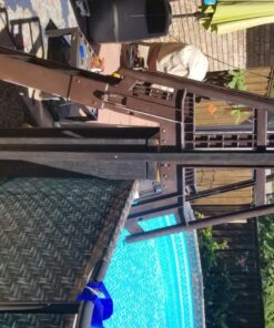 Vinyl Works SLA A-Frame 48-56 Inch Adjustable Above Ground Swimming Pool Ladder Entry System with Slide Lock Barrier and Handrails, White 18 81EGfZ2e8qL