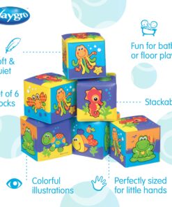 Alternative view of Playgro Soft Stacking Blocks - Sensory Stacking Fun for Babies - Set of 6 Soft Sensory Blocks for 6+ Months - Promotes Cognitive Development & Bath Time Joy - Ideal Building Blocks for Toddlers Bath Cubes