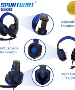 Soundbot SportsBot SS301 Blue LED Gaming Over-Ear Headset Headphone, Keyboard & Mouse Combo Set w/ 40mm Speaker Driver, Microphone, Multimedia Keys & Window Key Lock, 4 DPI Levels (BLU) 36 81EJEnqgREL