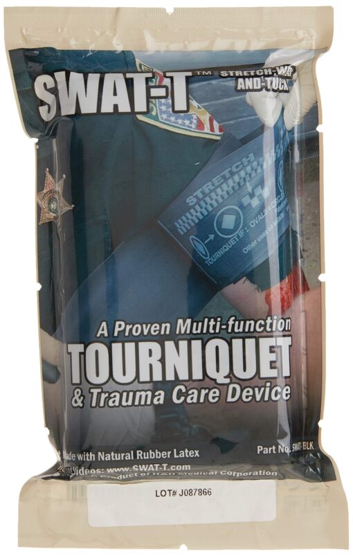 SWAT-T Tourniquet Black, Emergency First Aid Equipment for Massive Hemorrhage Control, Made in the USA 1 Count (Pack of 1)