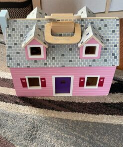 Melissa & Doug Fold and Go Wooden Dollhouse With 2 Dolls and Wooden Furniture,Multi,One Size 65 81EJXgmfLmL