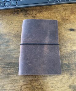 Pocket Travelers Notebook, Refillable Leather Travel Journal for Men & Women, Notebook Cover for Field Notes, Moleskine Small 3.5 x 5.5 Inches, Brown 50 81EMGZ3AwxL