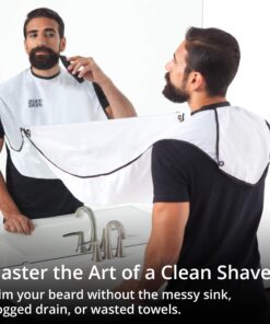 Beard King Beard Bib Apron - Christmas Gifts & Stocking Stuffers for Dad - As Seen on Shark Tank - Men's Hair Catcher for Shaving - Grooming Accessories - Packing Pouchl, White White (Deluxe Version) 18 81ENAx5nhiL