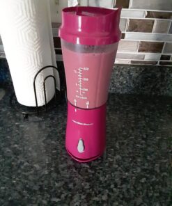 Hamilton Beach Portable Blender for Shakes and Smoothies with 14 Oz BPA Free Travel Cup and Lid, Durable Stainless Steel Blades for Powerful Blending Performance, Raspberry (51131) 14 oz. 1 Jar 34 81ENtyZN9DL