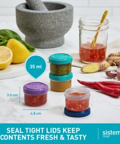 Sistema 4-Piece Salad Dressing and Condiment Containers with Lids for Lunch, Dishwasher Safe, 1.18-Ounce, Assorted 29 81EPCAstvL