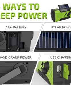 Emergency Crank Weather Radio, AM/FM/NOAA Hand Crank Portable Solar Radio with SOS Alarm, Battery Operated, LED Flashlight & Reading Lamping, 2000mAh Power Bank for Emergency Phone Charge Green 42 81ERgyz0wFL 2