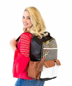 Itzy Ritzy Diaper Bag - Large Capacity Boss Backpack Diaper Bag Featuring Bottle Pockets, Changing Pad, Stroller Clips & Comfortable Straps, Coffee And Cream Large (Pack of 1) Coffee & Cream 39 81ESMTiAHVL 1