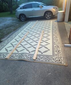 Stylish Camping 119187 9-feet by 18-feet Reversible Mat, Plastic Straw Rug, Large Floor Mat for Outdoors, RV, Patio, Backyard, Picnic, Beach, Camping (Brown/Beige) 9x18 Brown/Beige 25 81ESTInx4vL