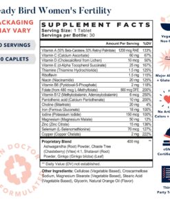 Ready Bird Women's Fertility Vitamins, Conception Supplement & Prenatal Multivitamin for Women, Methylfolate (Folic Acid), Whole Food Herbal Blend, Vegan, Includes Bonus Tips to Get Pregnant, 30 Ct 30 Count (Pack of 1) 24 81ETGdnmHkL 1